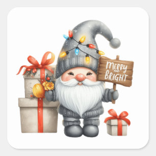 Weihnachtsgnome-Aufkleber Quadratischer Aufkleber