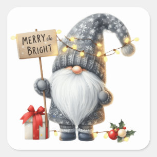 Weihnachtsgnome-Aufkleber Quadratischer Aufkleber