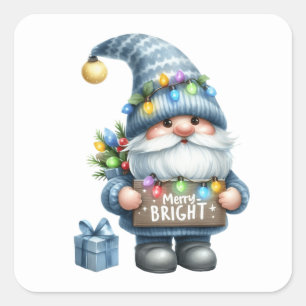 Weihnachtsgnome-Aufkleber Quadratischer Aufkleber