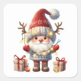 Weihnachtsgnome-Aufkleber Quadratischer Aufkleber
