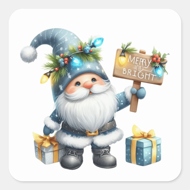 Weihnachtsgnome-Aufkleber Quadratischer Aufkleber (Vorderseite)