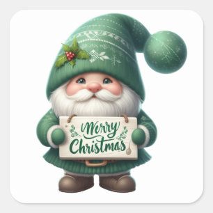 Weihnachtsgnome-Aufkleber Quadratischer Aufkleber
