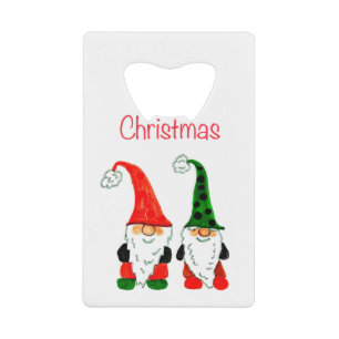 Weihnachtsgnome festlicher Humor Aquarell Geldbeutel Flaschenöffner