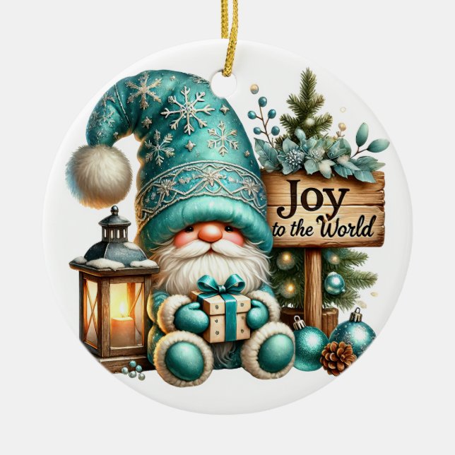 Weihnachtsgnome gemütlich Weihnachten gemütliche G Keramik Ornament (Vorne)
