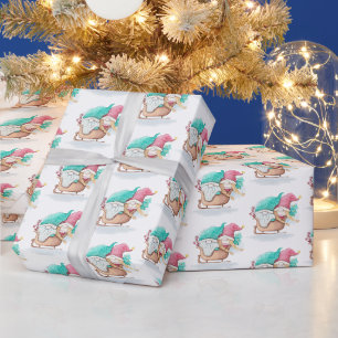 Weihnachtsgnome im Schlitten Geschenkpapier