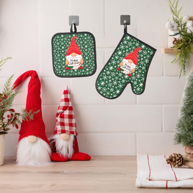 Weihnachtsgnome Ofenhandschuh & Topflappen-Set (Von Creator hochgeladen)