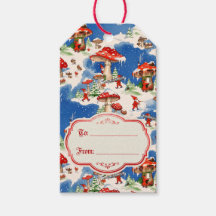 Weihnachtsgnome und Pilzhäuser im Vintage-Stil