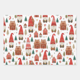 Weihnachtsgnomen & Gingerbread Nordic Village Geschenkpapier Set