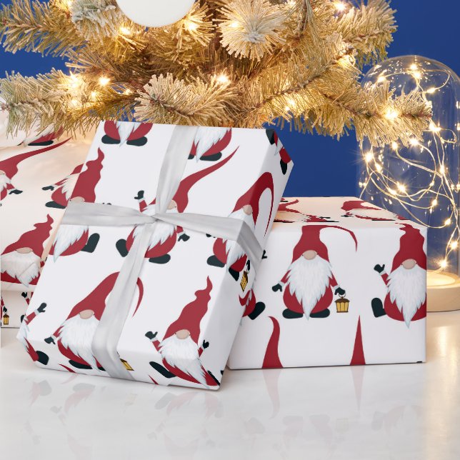 Weihnachtsgnomen mit Lantern Wasserfarbenurlaub Geschenkpapier (Feiertage)