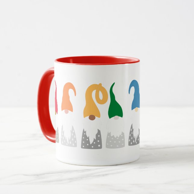 Weihnachtsgnomen (Regenbogen) Tasse (Vorderseite Links)