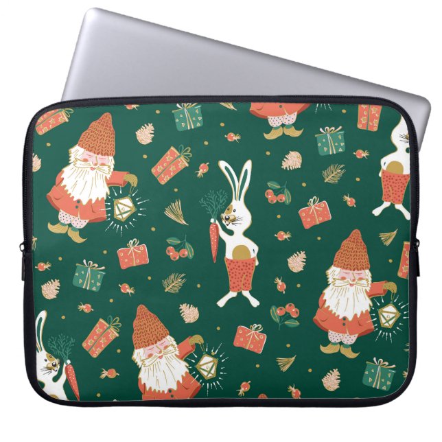Weihnachtsgnomen, Sonntagsmuster. Laptopschutzhülle (Vorderseite)