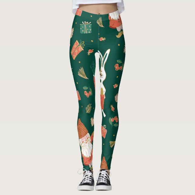 Weihnachtsgnomen, Sonntagsmuster. Leggings (Vorderseite)