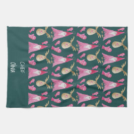 Weihnachtsgnomen und Rentiere mit Handschuhen Geschirrtuch