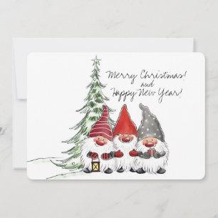 Weihnachtsgnomen und Weihnachtsbaum Feiertagskarte