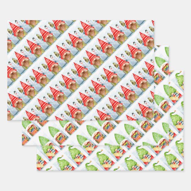 Weihnachtsgnomen Wrapping Paper Sheets Geschenkpapier Set (Set)