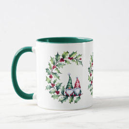 Weihnachtsgnomes auf Holly Berry Twig Tasse