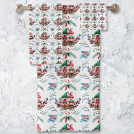 Weihnachtsgnomes Blumenmuster Badhandtuch Set