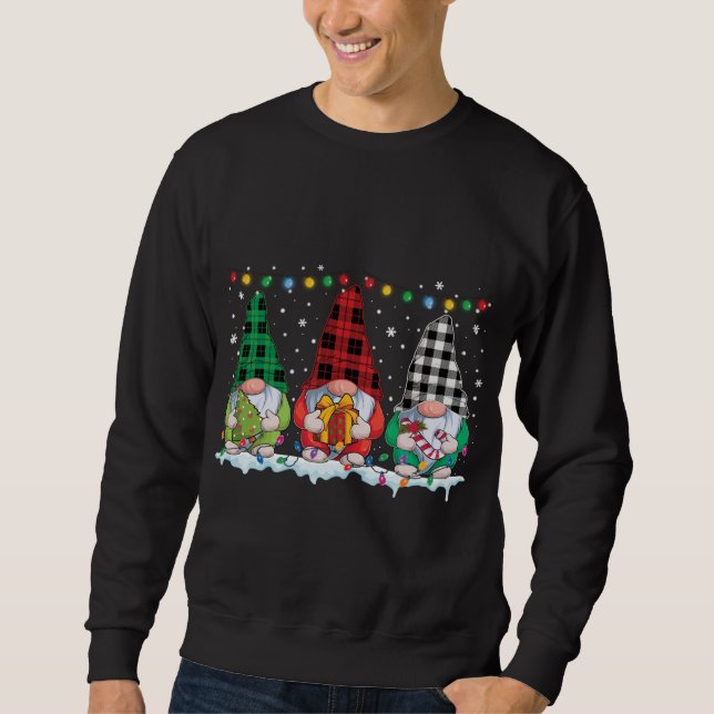 Weihnachtsgnomes Buffalo Kariert Red White Green X Sweatshirt (Vorderseite)