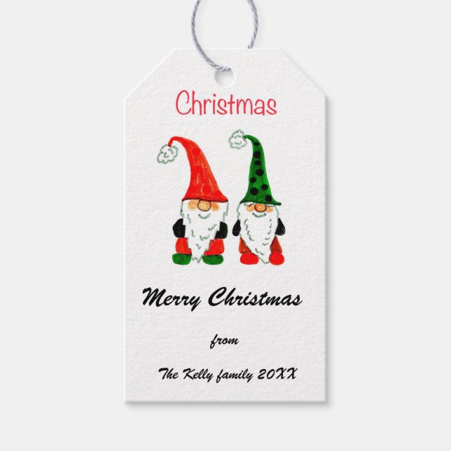 Weihnachtsgnomes Custom Gift Tags Geschenkanhänger (Vorderseite)