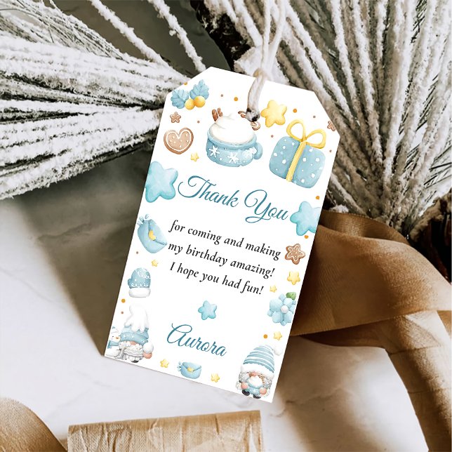 Weihnachtsgnomes Geburtstagsparty Geschenkanhänger (Von Creator hochgeladen)