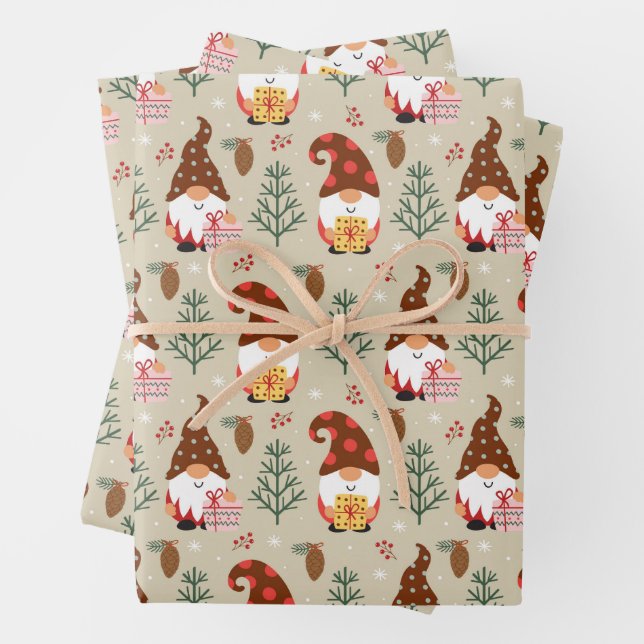 Weihnachtsgnomes Geschenkmuster Geschenkpapier Set (Beispiel)