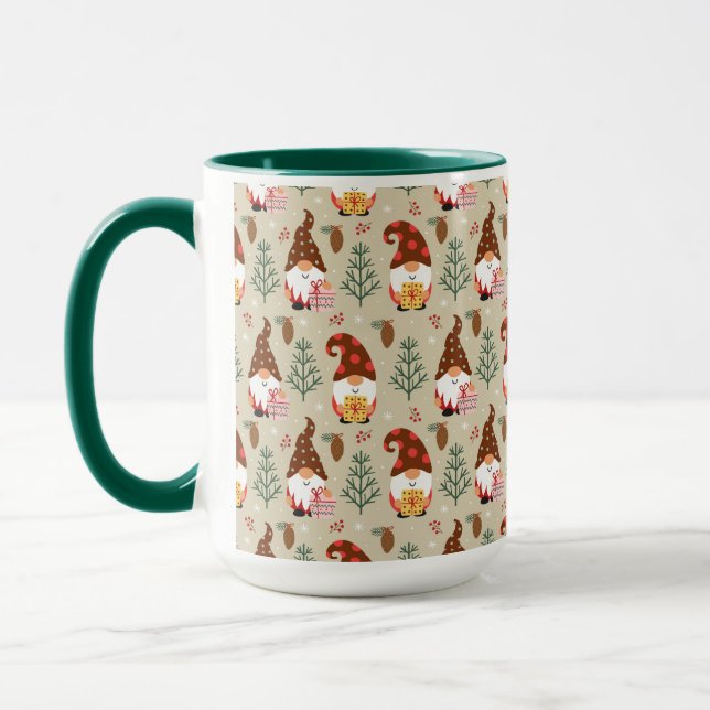 Weihnachtsgnomes Geschenkmuster Tasse (Links)