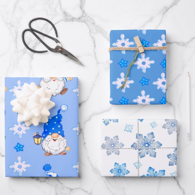 Weihnachtsgnomes Geschenkpapier Set (Vorderseite)