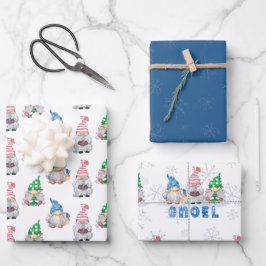 Weihnachtsgnomes GNOEL Winterschneeflocke Geschenkpapier Set