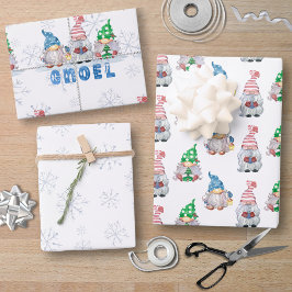 Weihnachtsgnomes GNOEL Winterschneeflocke Geschenkpapier Set