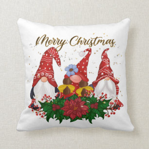 Weihnachtsgnomes Poinsettia Whimsical Woodland Kissen