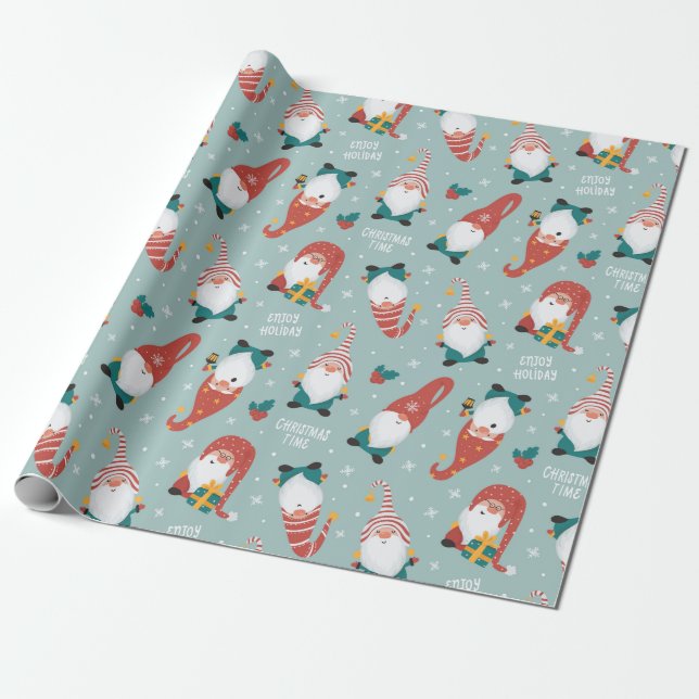 Weihnachtsgnomes Wrapping Paper Geschenkpapier (Ungerollt)