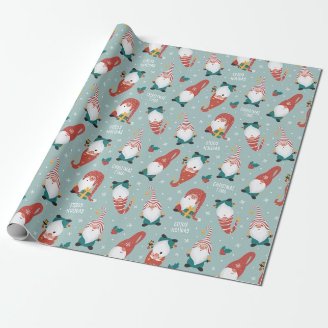 Weihnachtsgnomes Wrapping Paper Geschenkpapier (Ungerollt)