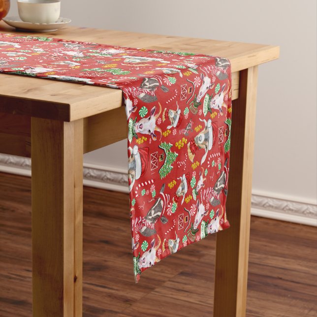 Weihnachtsgoaten Candy and Jingle Bells GetYerGoat Kurzer Tischläufer (Beispiel)