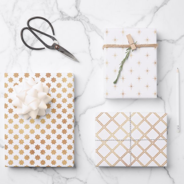 Weihnachtsgold abstraktes Muster Geschenkpapier Set (Vorderseite)