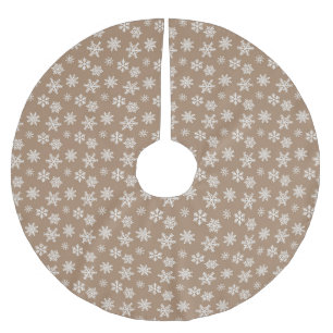 Weihnachtsgold braun weiß süße Schneeflocken Muste Polyester Weihnachtsbaumdecke