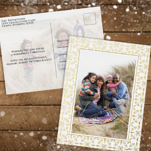 Weihnachtsgold Eleganter Rahmen Zwei Fotos Urlaub Folien Feiertagspostkarte