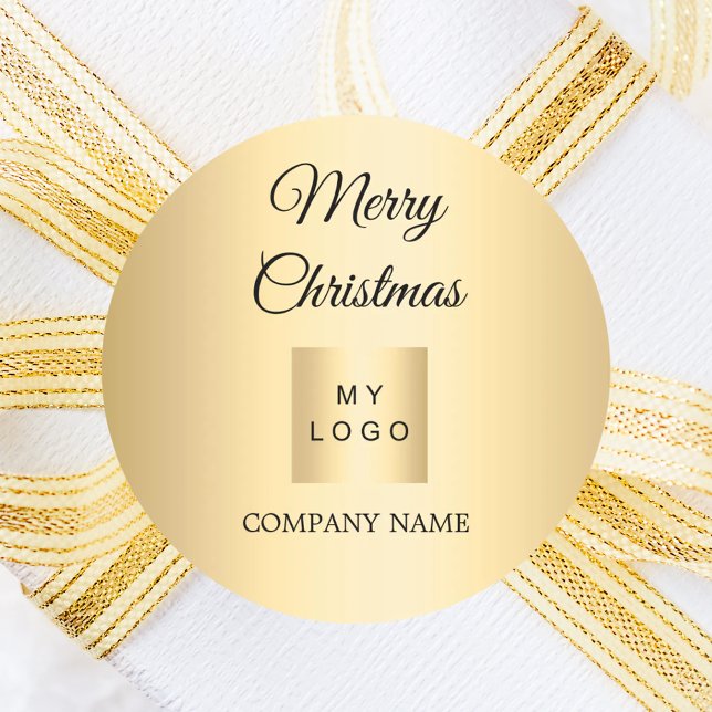 Weihnachtsgold Geschäftslogo Runder Aufkleber (Von Creator hochgeladen)