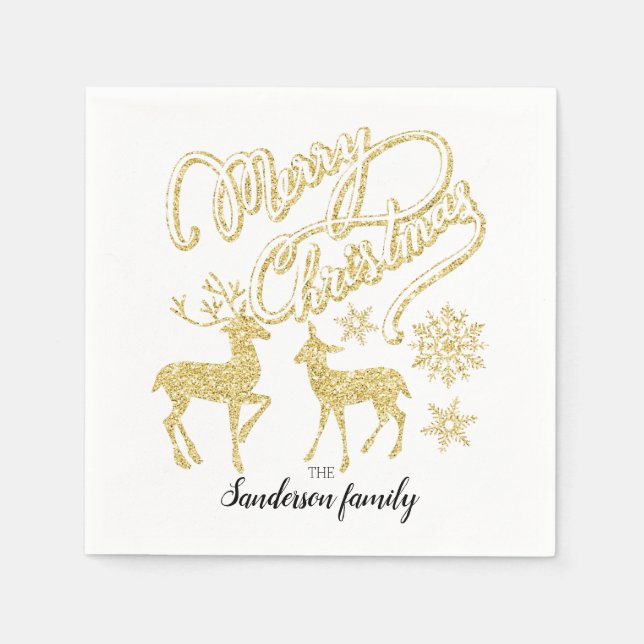 Weihnachtsgold Glitzer Weihnachtsgold Serviette (Vorderseite)