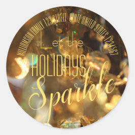 Weihnachtsgold Sparkle Moderne Skripte Runder Aufkleber