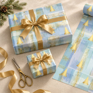 Weihnachtsgold-Tannenbäume & Paste Plaid Geschenkpapier