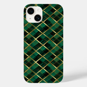 Weihnachtsgold und grünes Kariertes Muster Case-Mate iPhone 14 Hülle