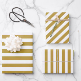 Weihnachtsgold und weiß gestreift geschenkpapier set