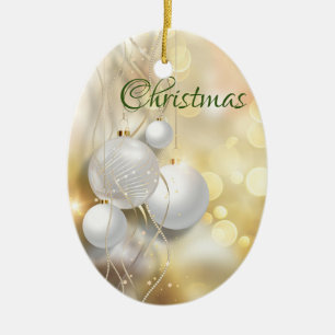 Weihnachtsgold und weiße Ornamente