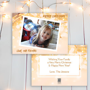 Weihnachtsgold und weißer Bokeh-Foto-Urlaub Feiertagskarte