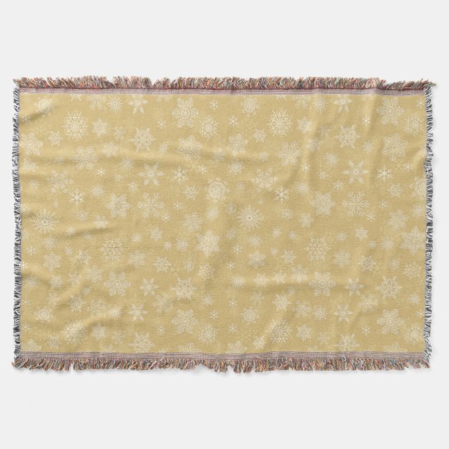 Weihnachtsgold, weiße Schneeflocken Decke (Vorderseite)