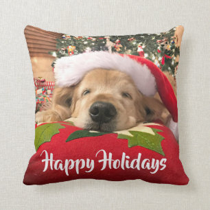 Weihnachtsgolden retriever-Hund schlafend unter Kissen