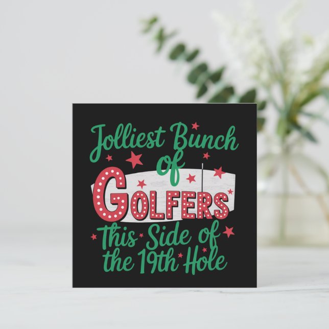 Weihnachtsgolf Lustiger fröhlichster Haufen Golfer Feiertagskarte (Stehend Vorderseite)