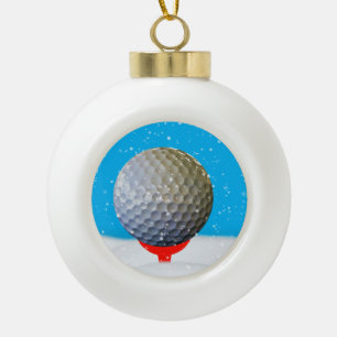 WeihnachtsGolfball im Schnee Keramik Kugel-Ornament
