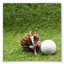 Weihnachtsgolfball und Kiefernkegel für Golfer Fotodruck