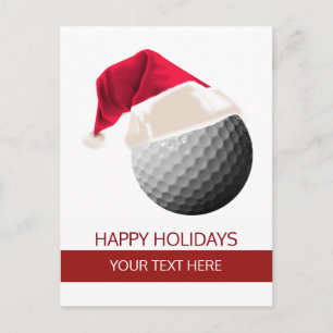 Weihnachtsgolfball Weihnachtsmannmütze PostCards Feiertagspostkarte